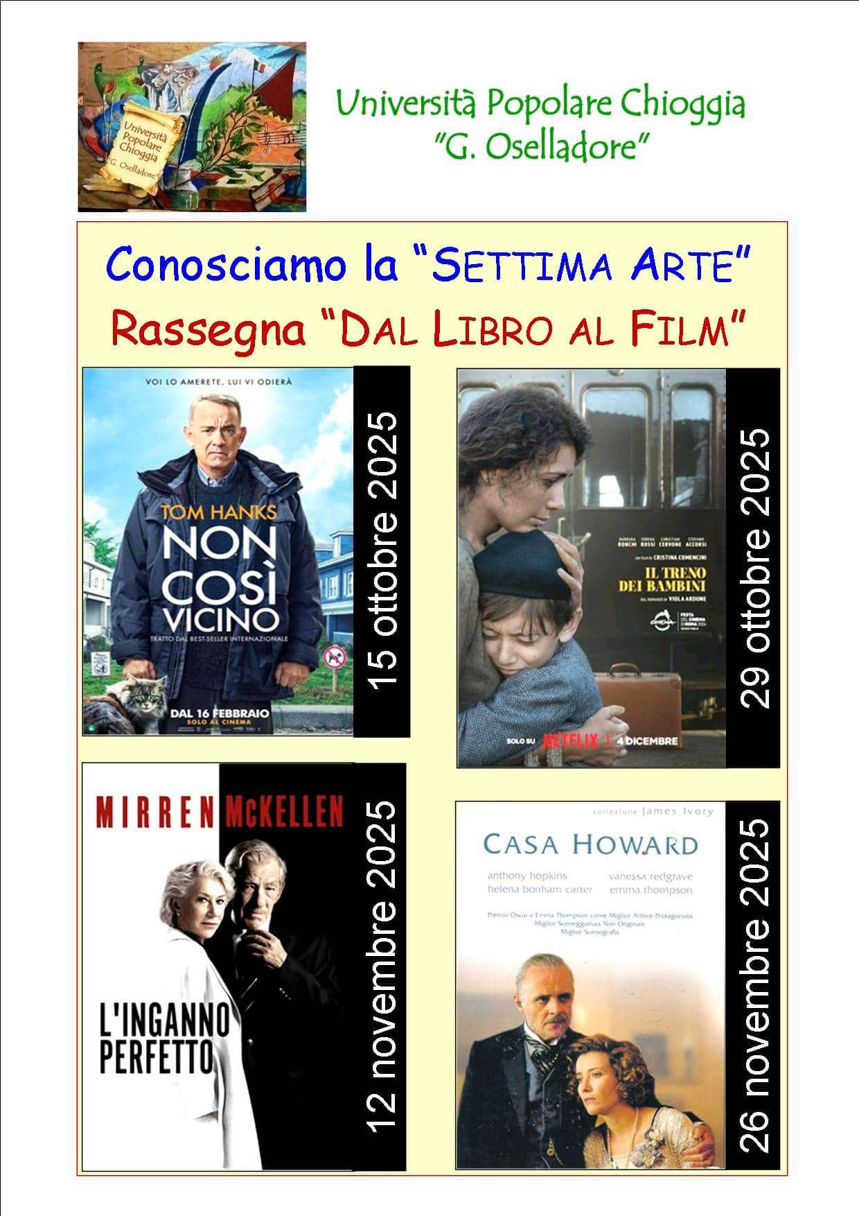 Cinema – Rassegna dal libro al film